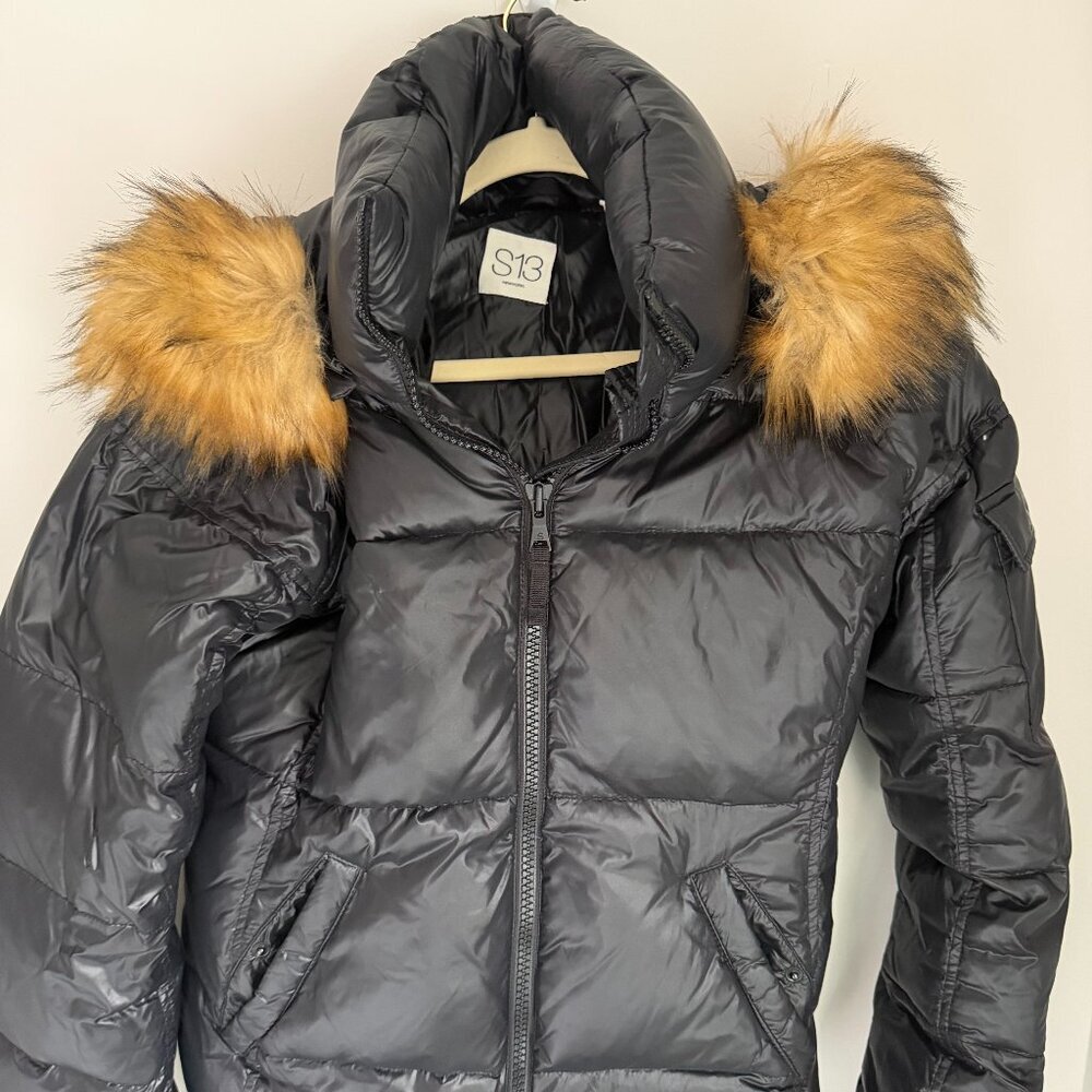 S13 NYC Black Jacket Faux Fur Trim Women’s Large